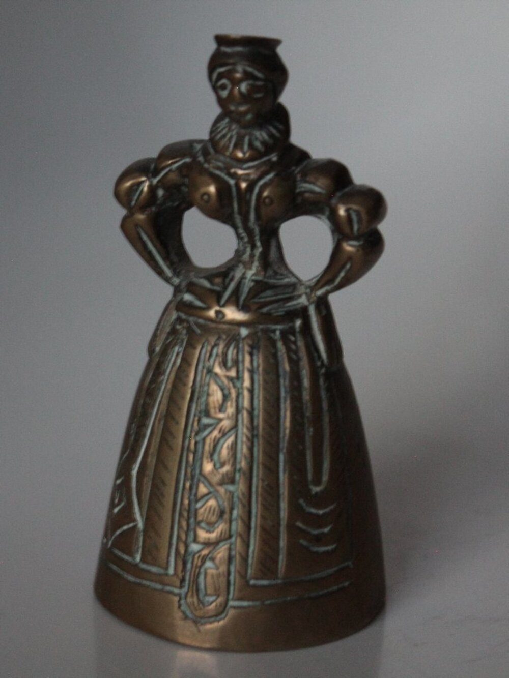 Vintage Servant Call Bell Elizabethan Lady with Tight Waisted Corset
